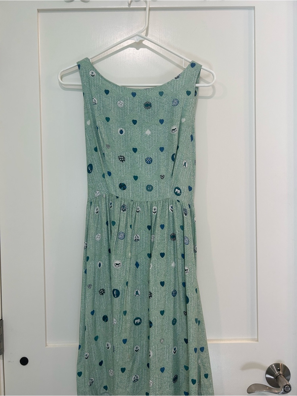 Vintage 80s 90s Karin Stevens Heart Novelty Print Rayon Dress Size 6